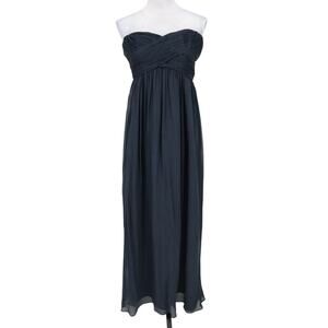 J Crew Gown Womens 0 Navy Blue Dress Silk Chiffon Lined Prom Wedding Bridesmaid